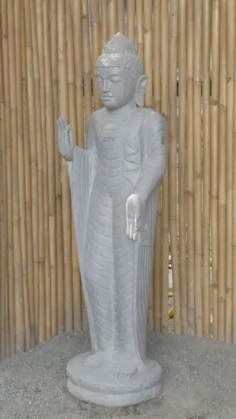 Artikelbild 2 des Artikels “Stehender Buddha - Abhaya Mudra aus Riverstone, ca. 155 cm hoch “